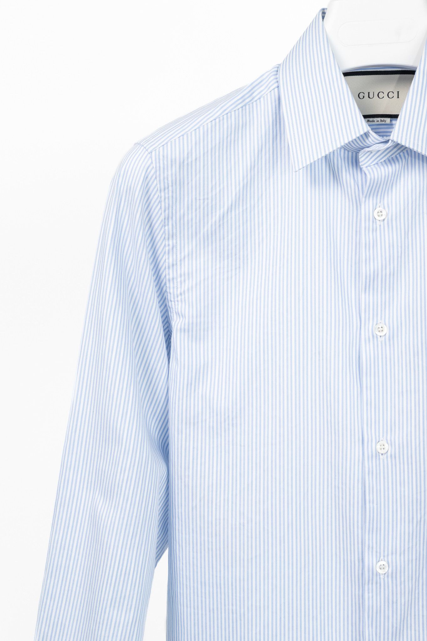 Gucci Gucci Blue & White Striped Cotton-Poplin Buttoned Shirt Size US M / EU 48-50 / 2 - 5 Thumbnail
