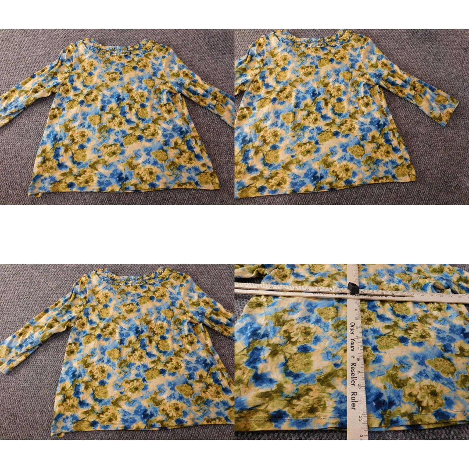 Jones New York Jones New York Blouse XL Womens Floral Yellow Crew Neck Pullover Cotton Rayon Stretch Casual Top Size XL / US 12-14 / IT 48-50 - 8 Thumbnail