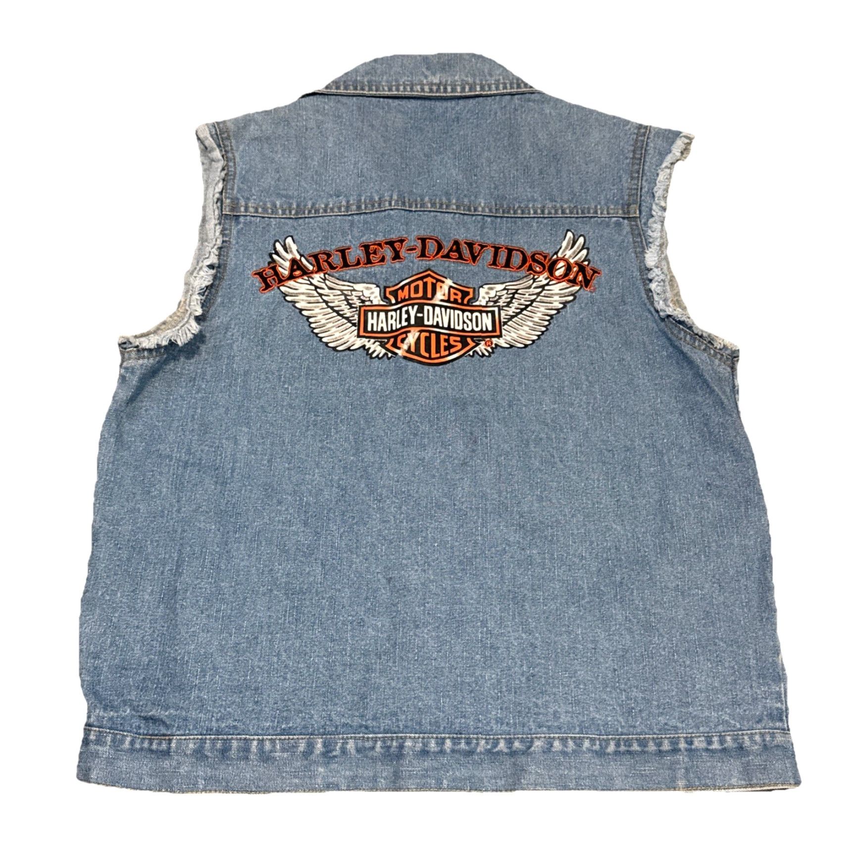 Denime VINTAGE Harley Davidson Motorcycles Women’s Denim Biker Vest Small XS-? Size 28" / US 6 / IT 42 - 2 Thumbnail