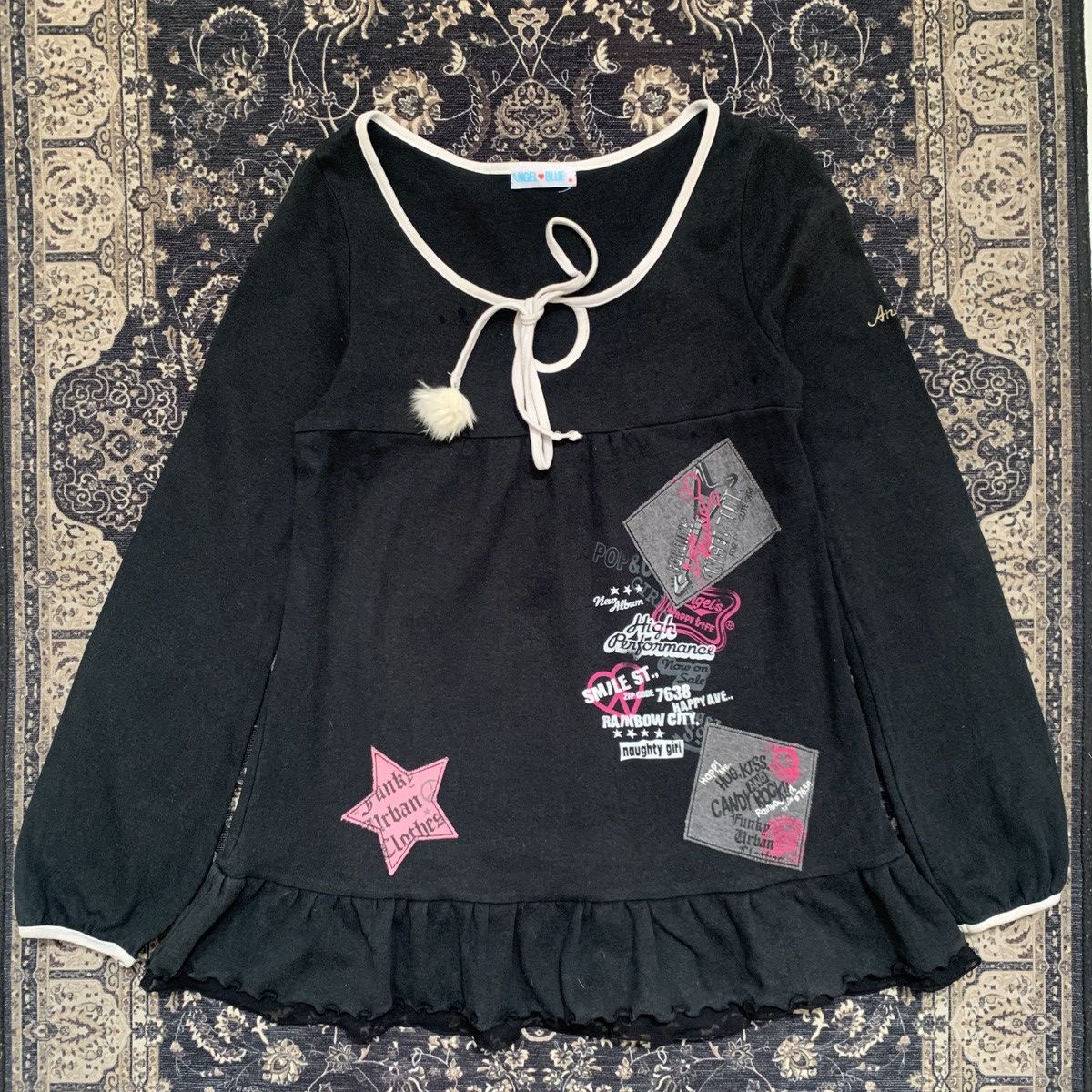 Y2K Emo Gothic Cute Angel Blue Poem Style Mini Dress
