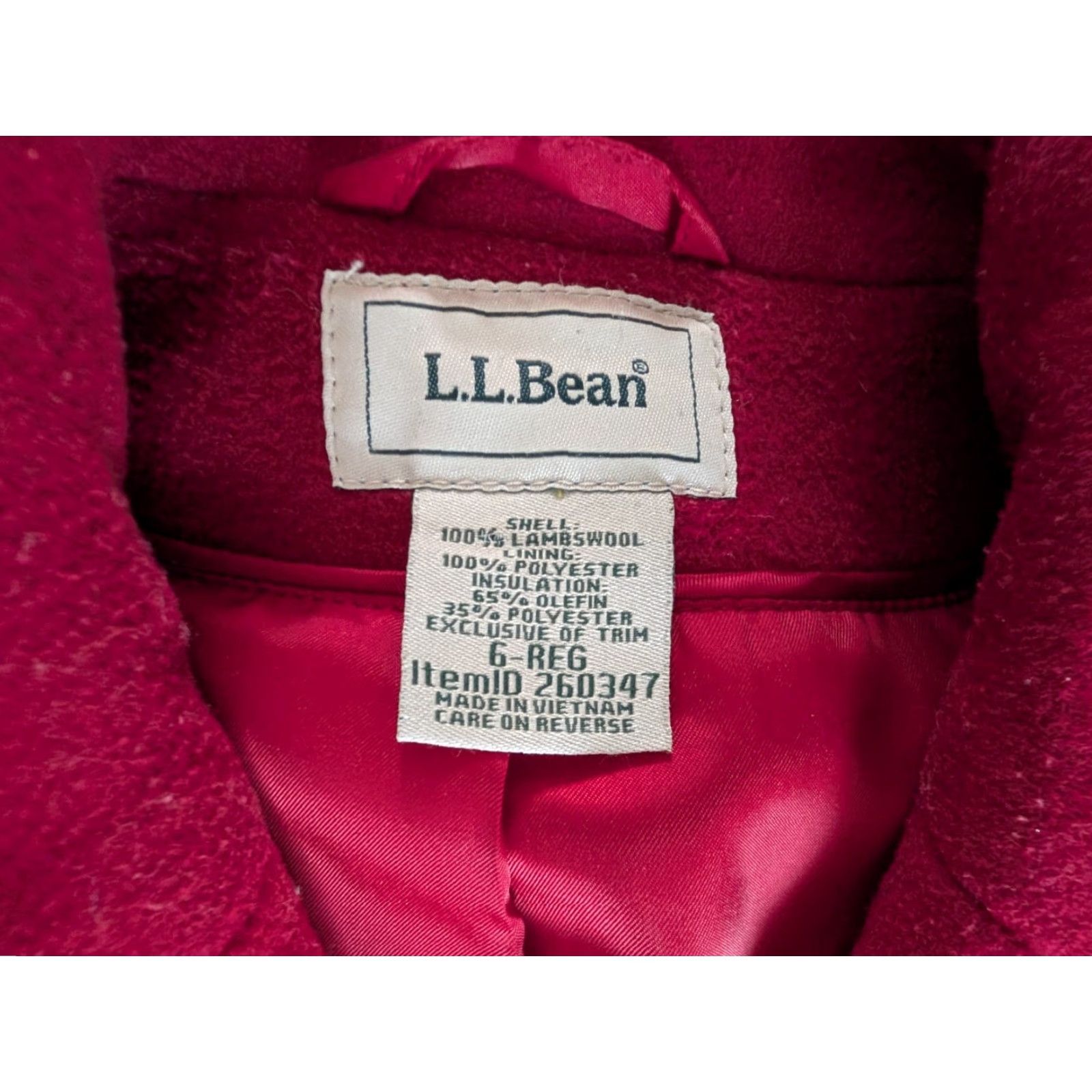 Vintage L.L.Bean Coat Womens 6 Regular Red Lambswool Thinsulate Lined Button Winter Coat Size M / US 6-8 / IT 42-44 - 6 Thumbnail