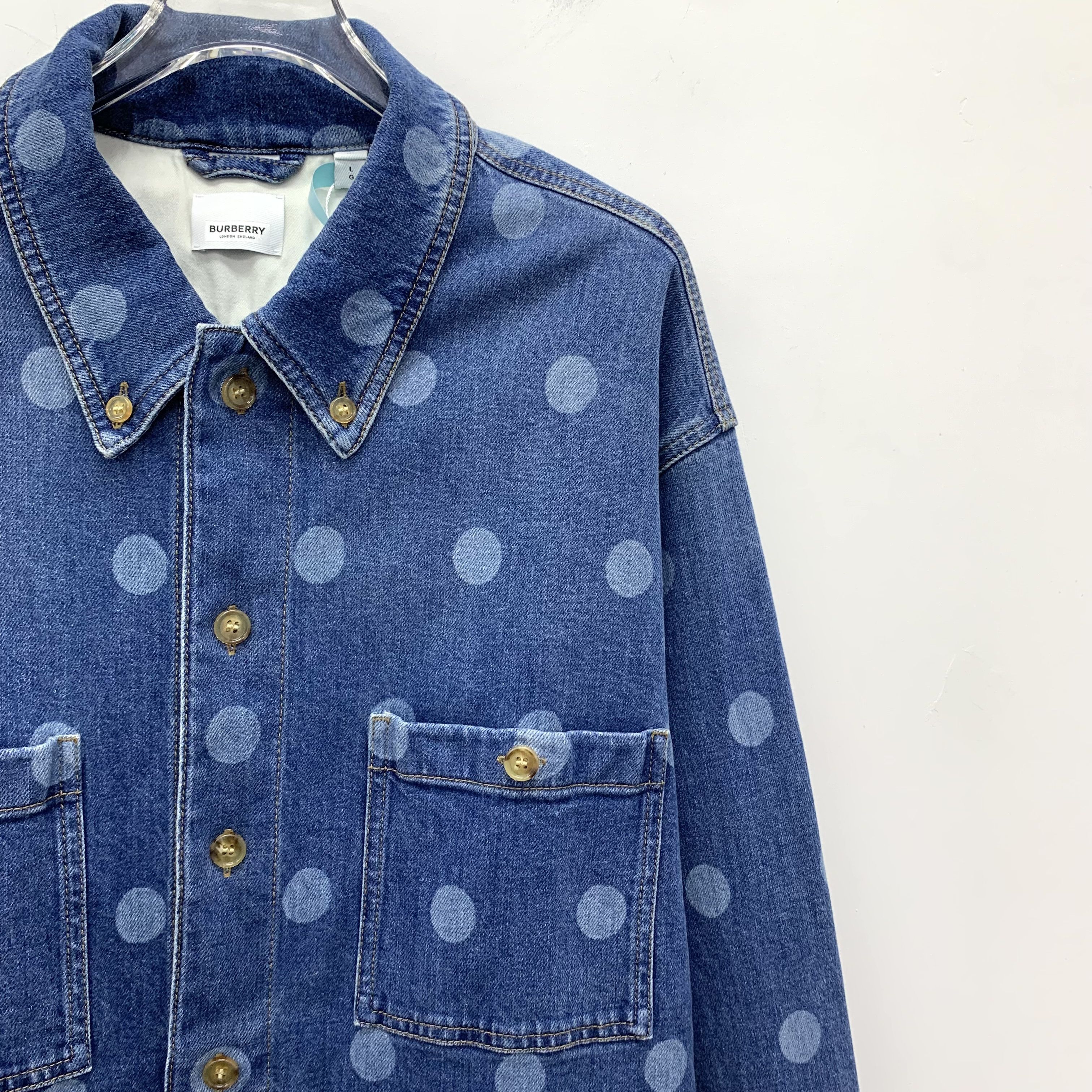 Burberry Burberry Polka Dot Denim Jacket Blue (L) Size L / US 10 / IT 46 - 3 Thumbnail