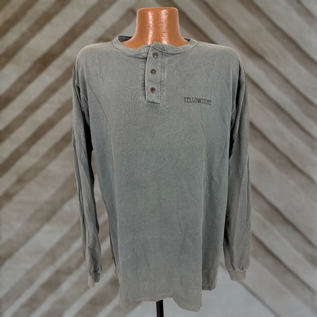 Vintage VINTAGE Yellowstone National Park Henley T-Shirt Men L Gray Moose Nature USA 90s Klondike Size US L / EU 52-54 / 3 - 1 Thumbnail