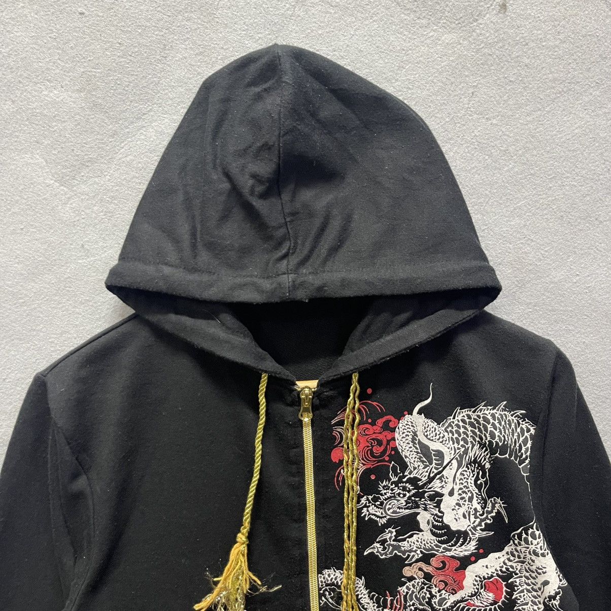 Japanese Brand Vintage Japanese Dragon Zip Hoodie – Bold Red & White Art Size US S / EU 44-46 / 1 - 2 Thumbnail