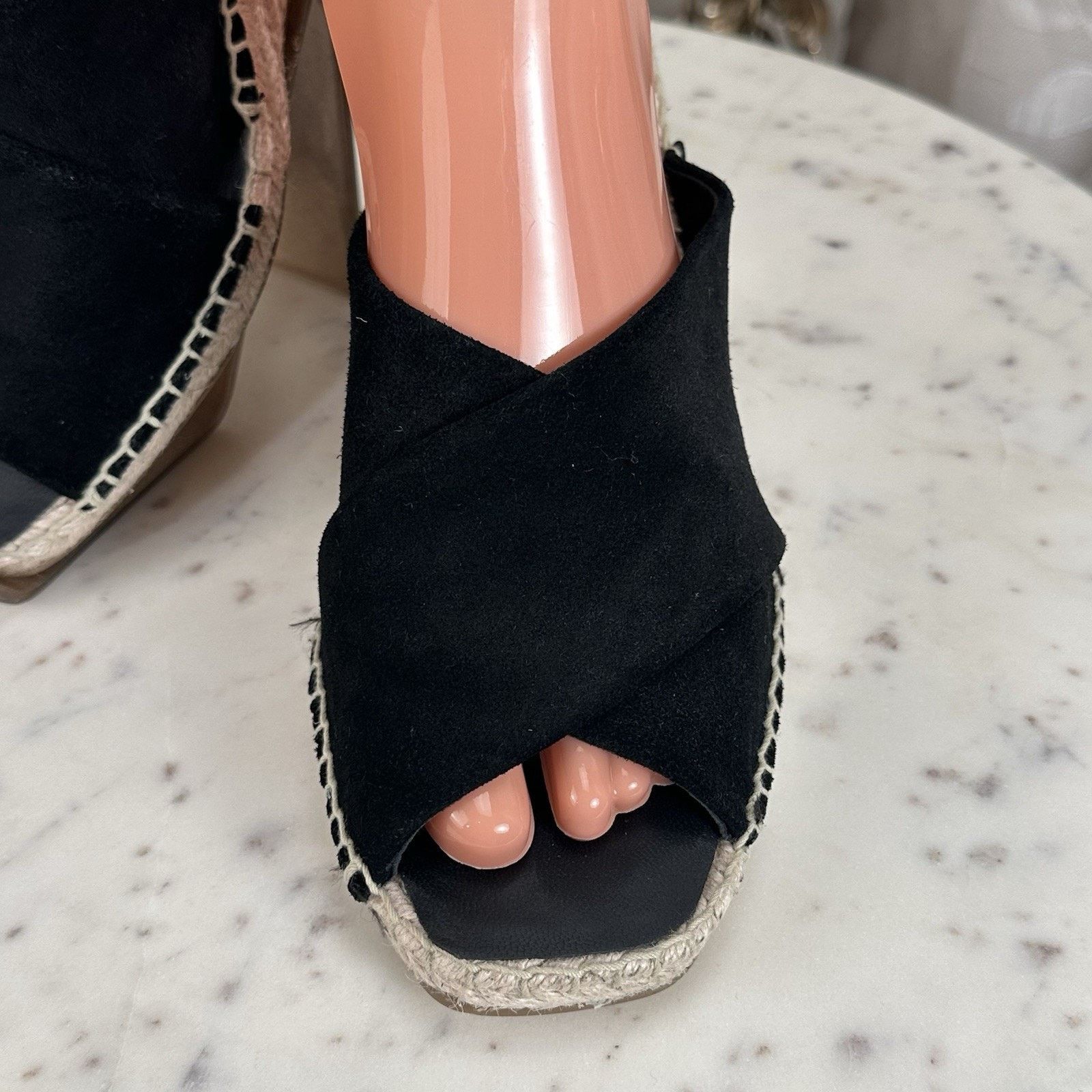 Banana Republic Banana Republic Sandals 8.5 M Wedge Espadrille Black Suede Size US 8.5 / IT 38.5 - 9 Thumbnail