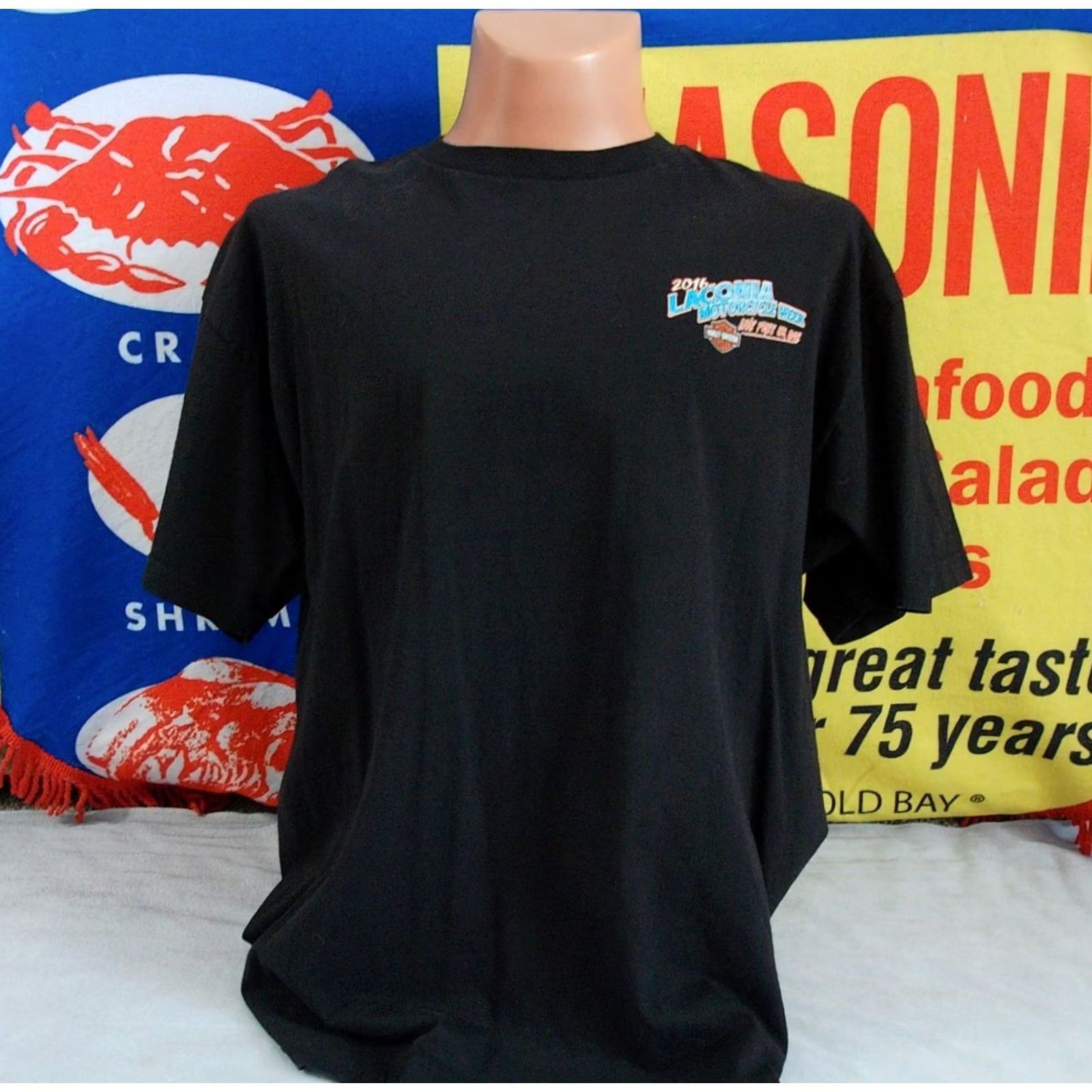 Harley Davidson Harley-Davidson Motorcycles Shirt Mens 2XL Black Graphic Print Double-Sided Laconia Bike Week Meredith NH USA 2016 Vintage? No Size US XXL / EU 58 / 5 - 3 Thumbnail