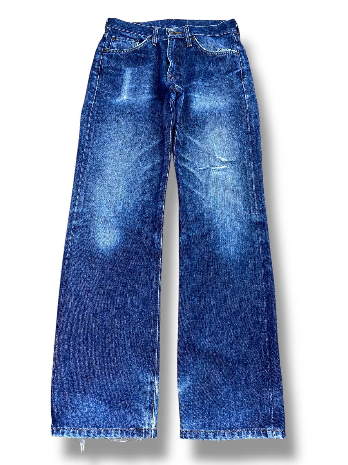 Edwin Edwin 502 Blue Wash Ripped Style Loose Jeans Size US 28 / EU 44 - 1 Thumbnail