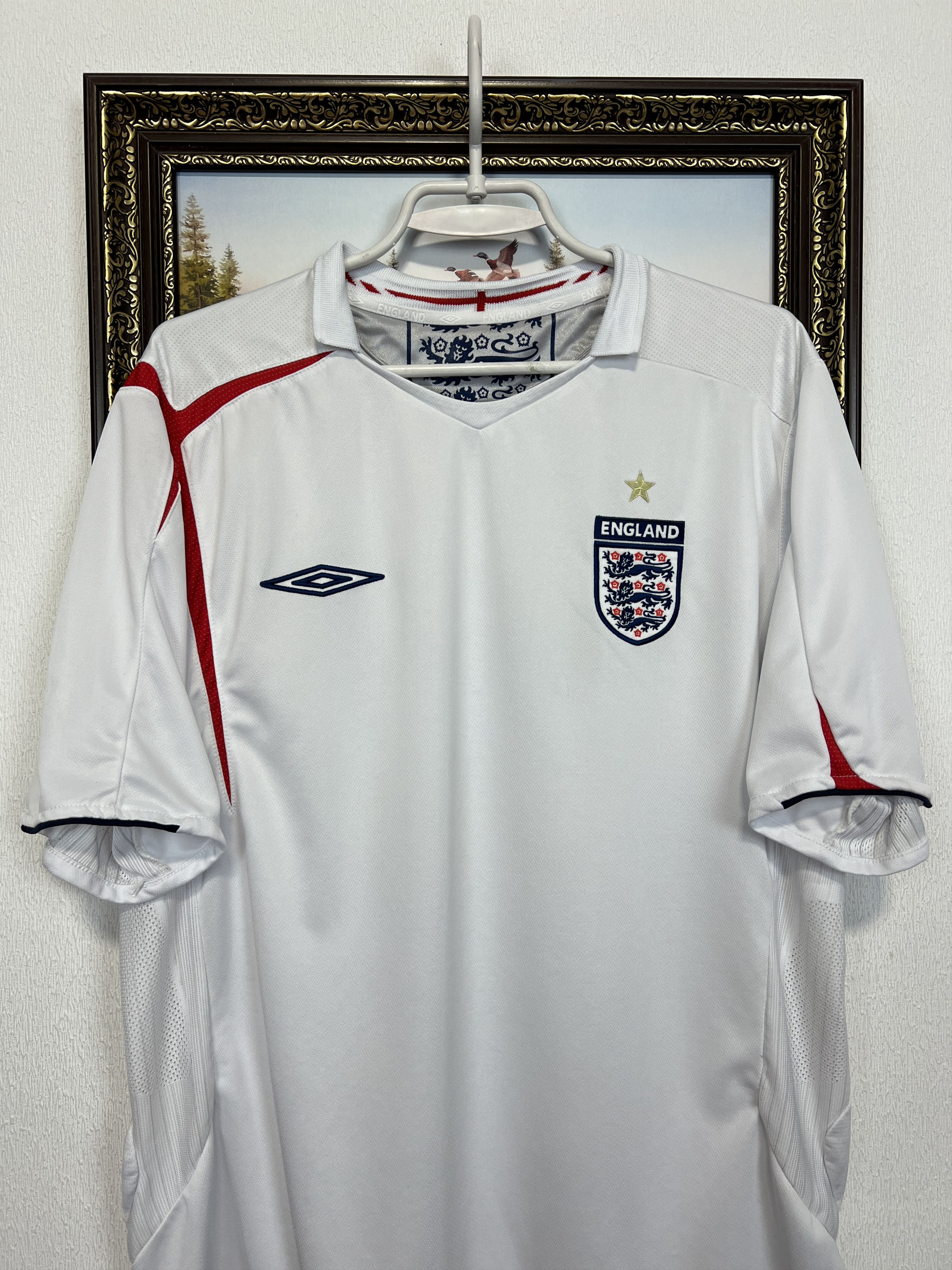 Umbro England Home football shirt 2005 Soccer Umbro Jersey Trikot Size US XL / EU 56 / 4 - 2 Thumbnail