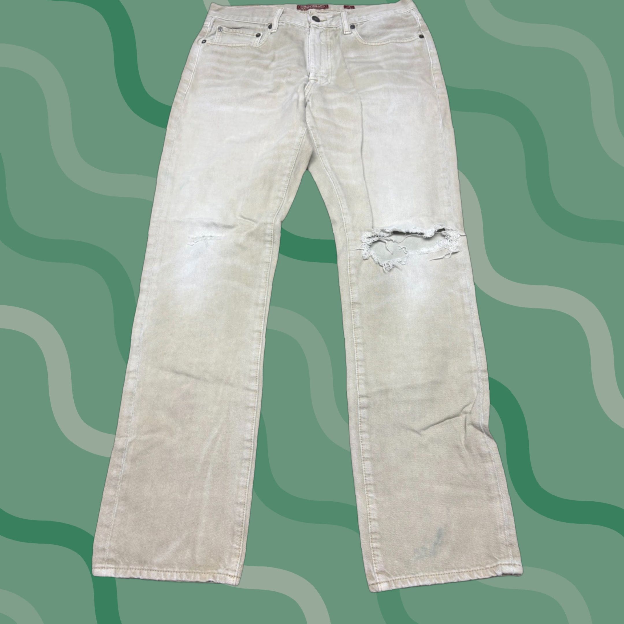 Lucky Brand Lucky Brand Jeans Mens 32x32 Tan 410 Athletic Slim Denim Pants Khaki 32x32 Pockets Regular Inseam 32 Jeans Type Hip Mens Size US 32 / EU 48 - 1 Thumbnail