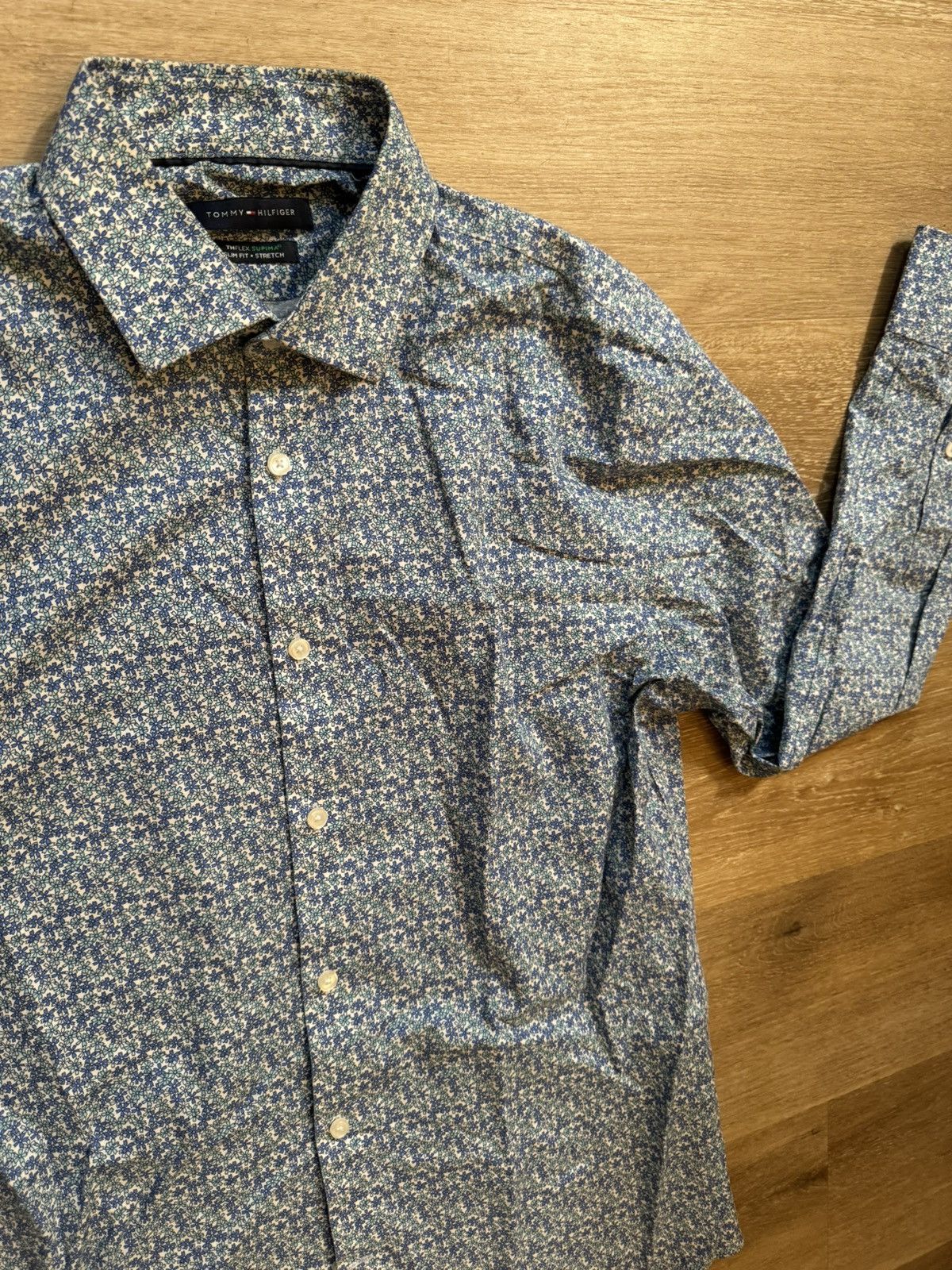 Tommy Hilfiger × Tommy Jeans × Vintage Floral All Over Print Tommy Button Up Dress Shirt Size US XL / EU 56 / 4 - 16 Thumbnail