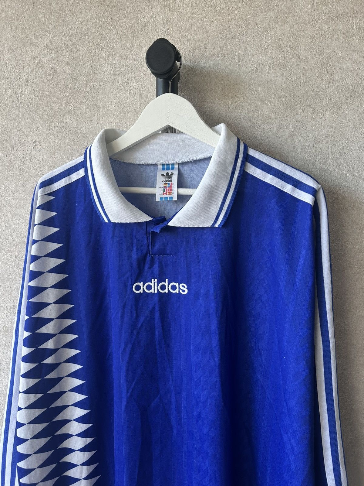 Adidas Vintage 90s Adidas Diamond Print Long Sleeve Soccer Jersey Size US XL / EU 56 / 4 - 2 Thumbnail
