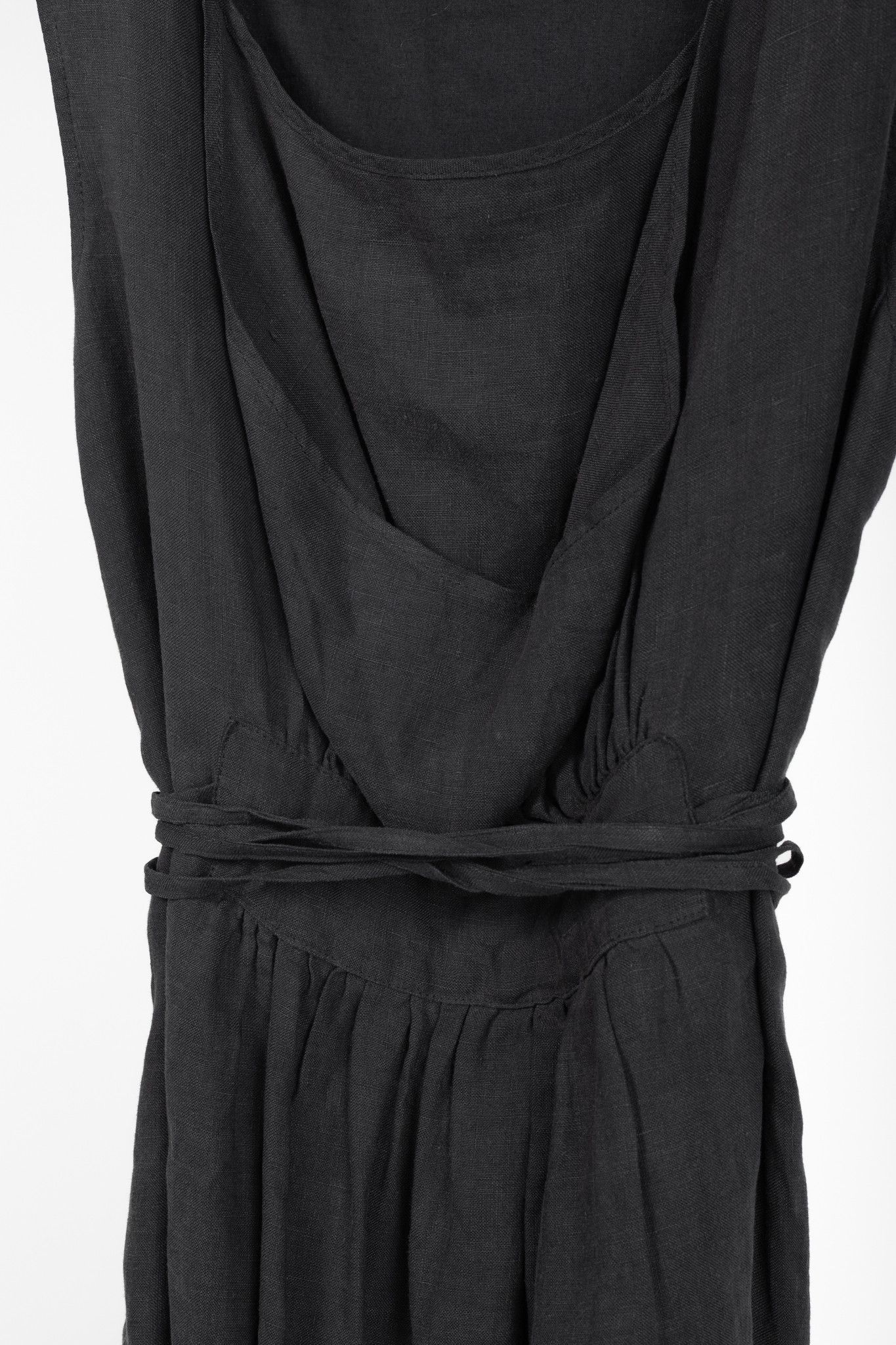 Sarah Pacini Sarah Pacini Grey Linen Tie-Waist Sleeveless Midi Dress Size M / US 6-8 / IT 42-44 - 6 Thumbnail