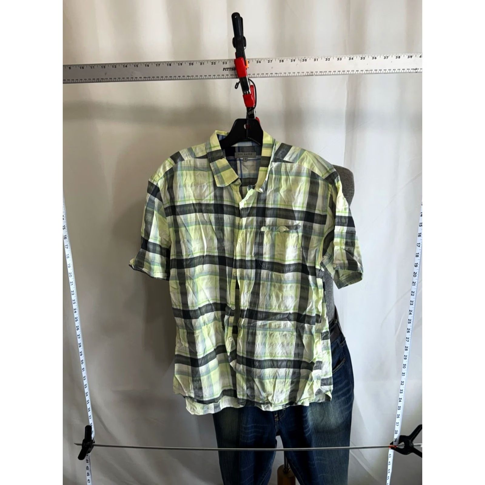 Ted Baker Ted Baker Shirt Mens L Sharp London Plaid SHORT SLEEVE BUTTON Size US L / EU 52-54 / 3 - 2 Thumbnail