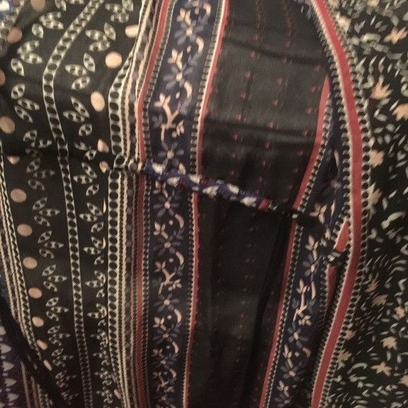 Vintage Free People Black Floral Striped Button Down Top Size M / US 6-8 / IT 42-44 - 3 Thumbnail