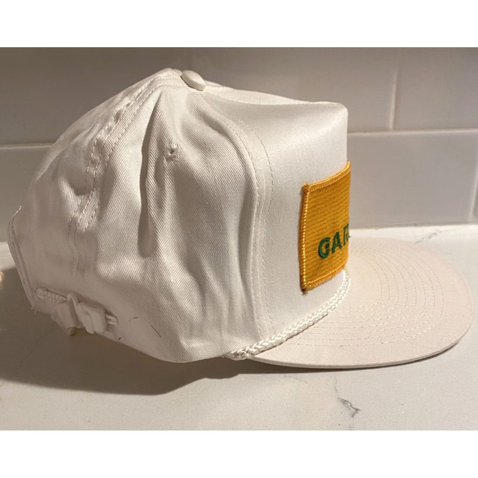 Garage VINTAGE HaT White Strapback Hat Hot Rod Racing NASCAR NHRA Men Adjustable Snapback Garageman Size ONE SIZE - 3 Thumbnail