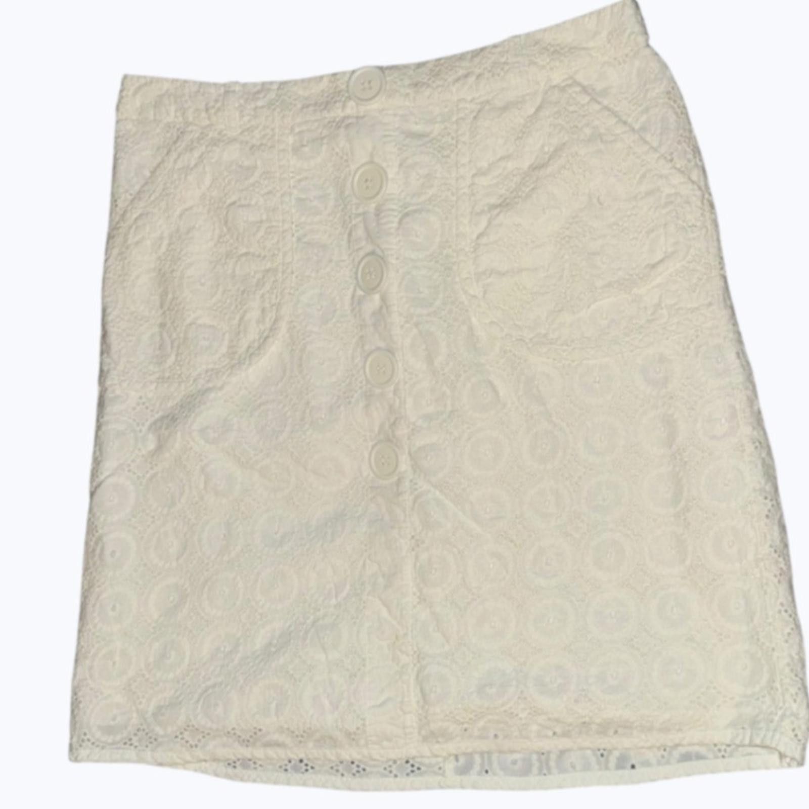 Worthington Worthington White Eyelet Lace Mini Skirt Cotton Lined 14 Size 36" / US 14 / IT 50 - 1 Thumbnail