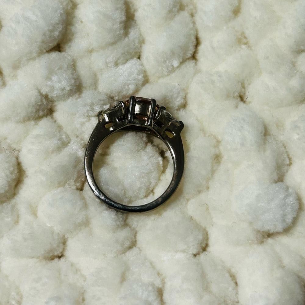 Designer Pink Gemstone and Clear Cubic Zirconia Ring size 7 Size ONE SIZE - 3 Thumbnail