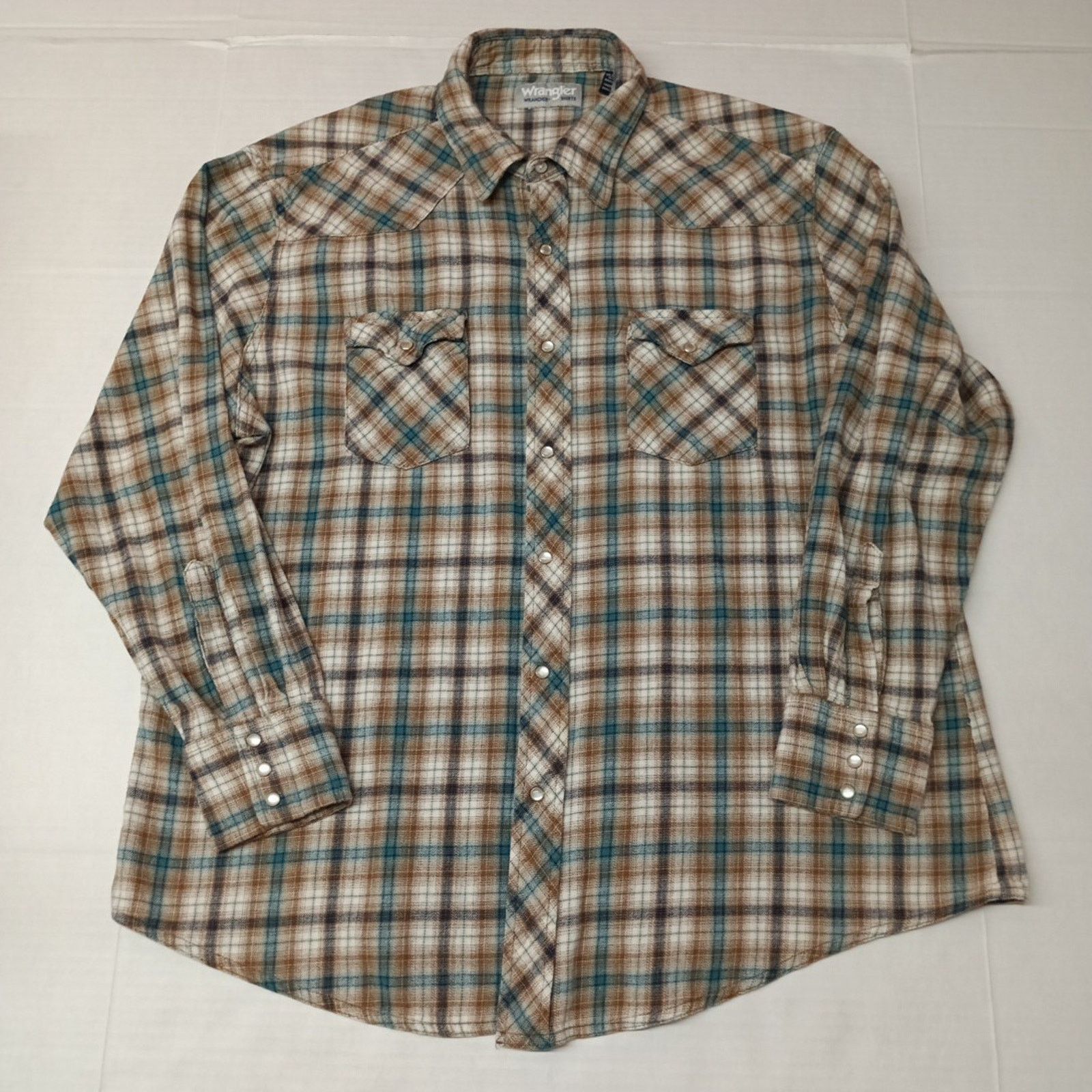 Wrangler Wrangler Wrancher Shirt Men's 2XL Brown Plaid Flannel Snap Size US XXL / EU 58 / 5 - 1 Thumbnail