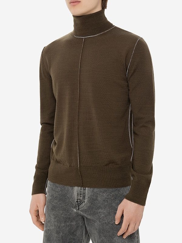 Maison Margiela o1mle0126 MM6 High Neck Jumper in kaki Green Size US M / EU 48-50 / 2 - 3 Thumbnail