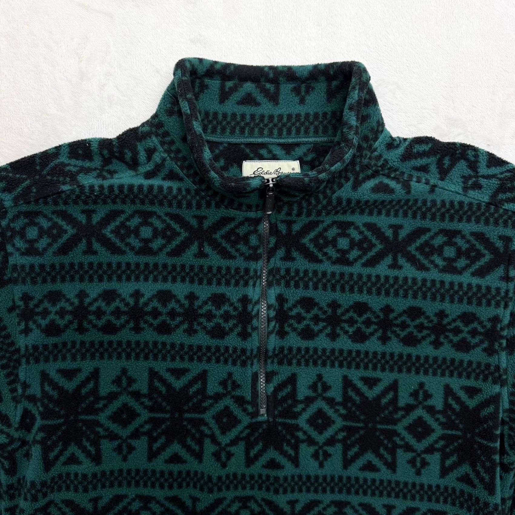 Eddie Bauer VINTAGE Eddie Bauer Sweater Fleece Pullover Mens M Green Fair Isle 1/4 Zip Size US M / EU 48-50 / 2 - 2 Thumbnail