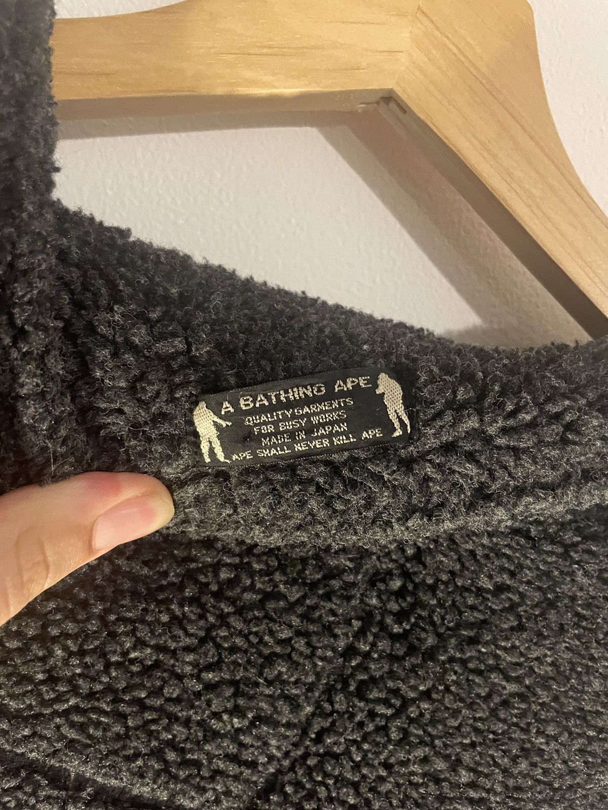 Bape × Vintage bape bapesta sherpa fleece grey Size US L / EU 52-54 / 3 - 7 Thumbnail