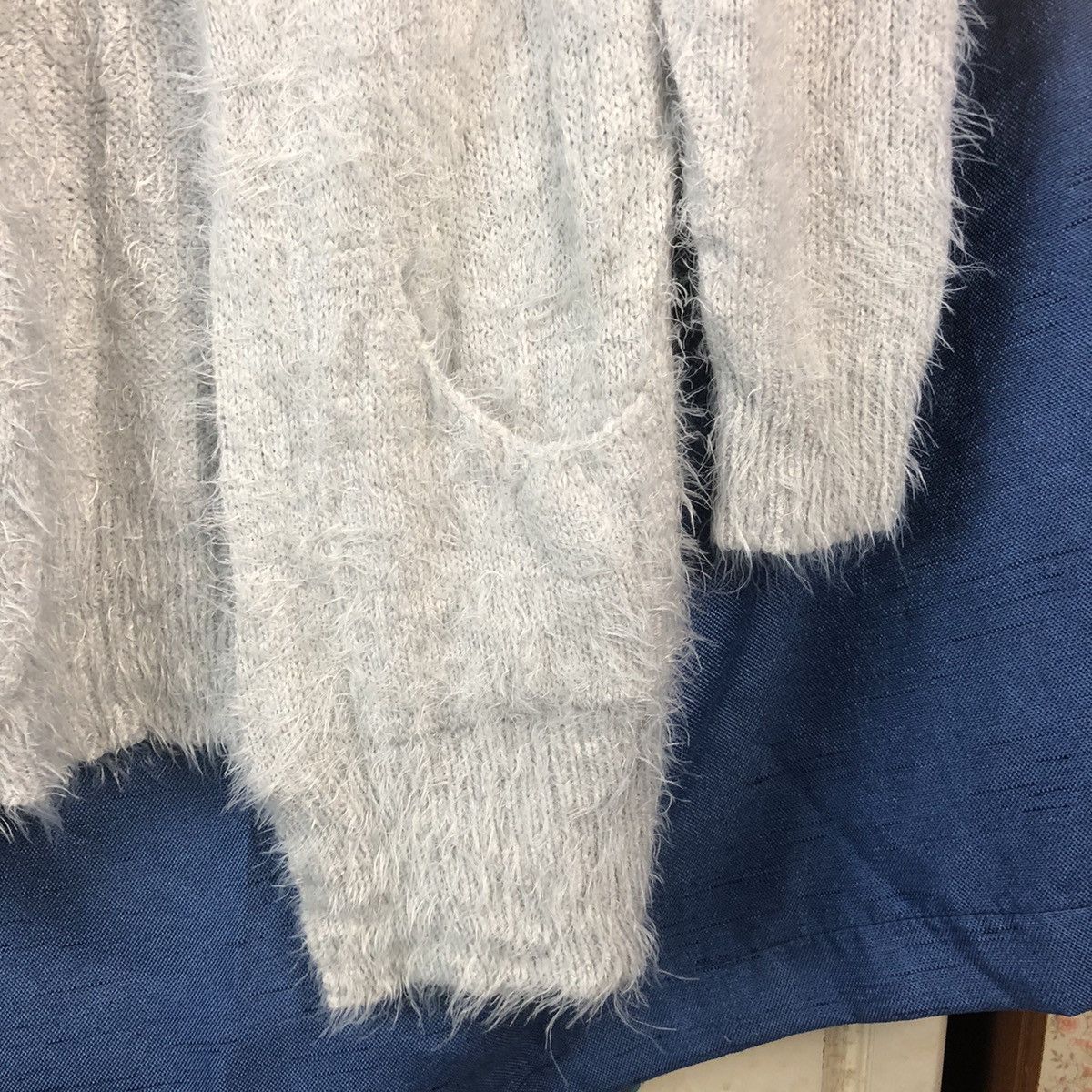 Aran Isles Knitwear × Homespun Knitwear × Japanese Brand Rusheria Grey Shag Shaggy Fur Mohair Cardigan #847 Size S / US 4 / IT 40 - 8 Thumbnail