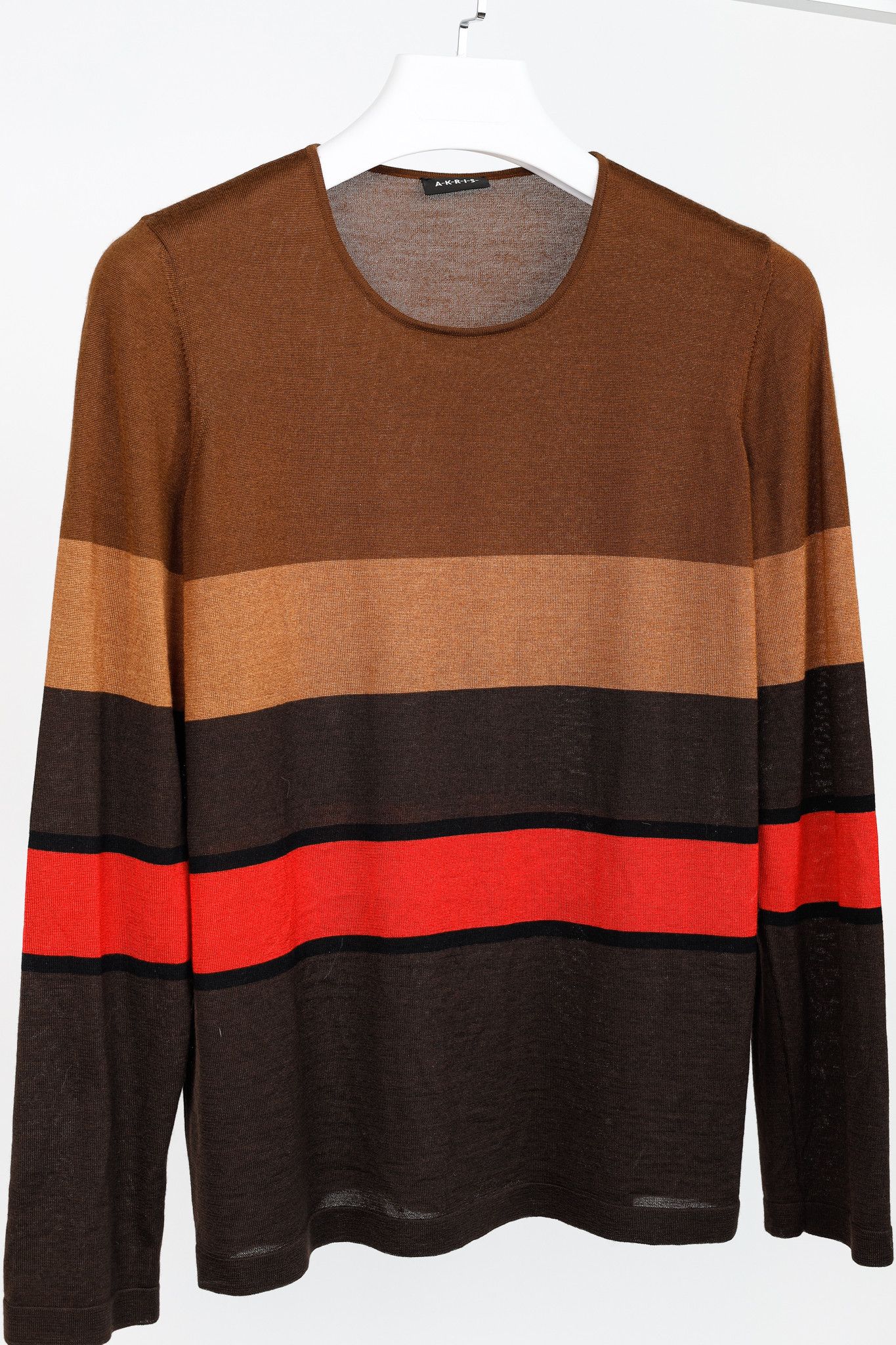 Akris Akris PF/13 Brown Striped Cashmere & Silk Sweater Size L / US 10 / IT 46 - 3 Thumbnail