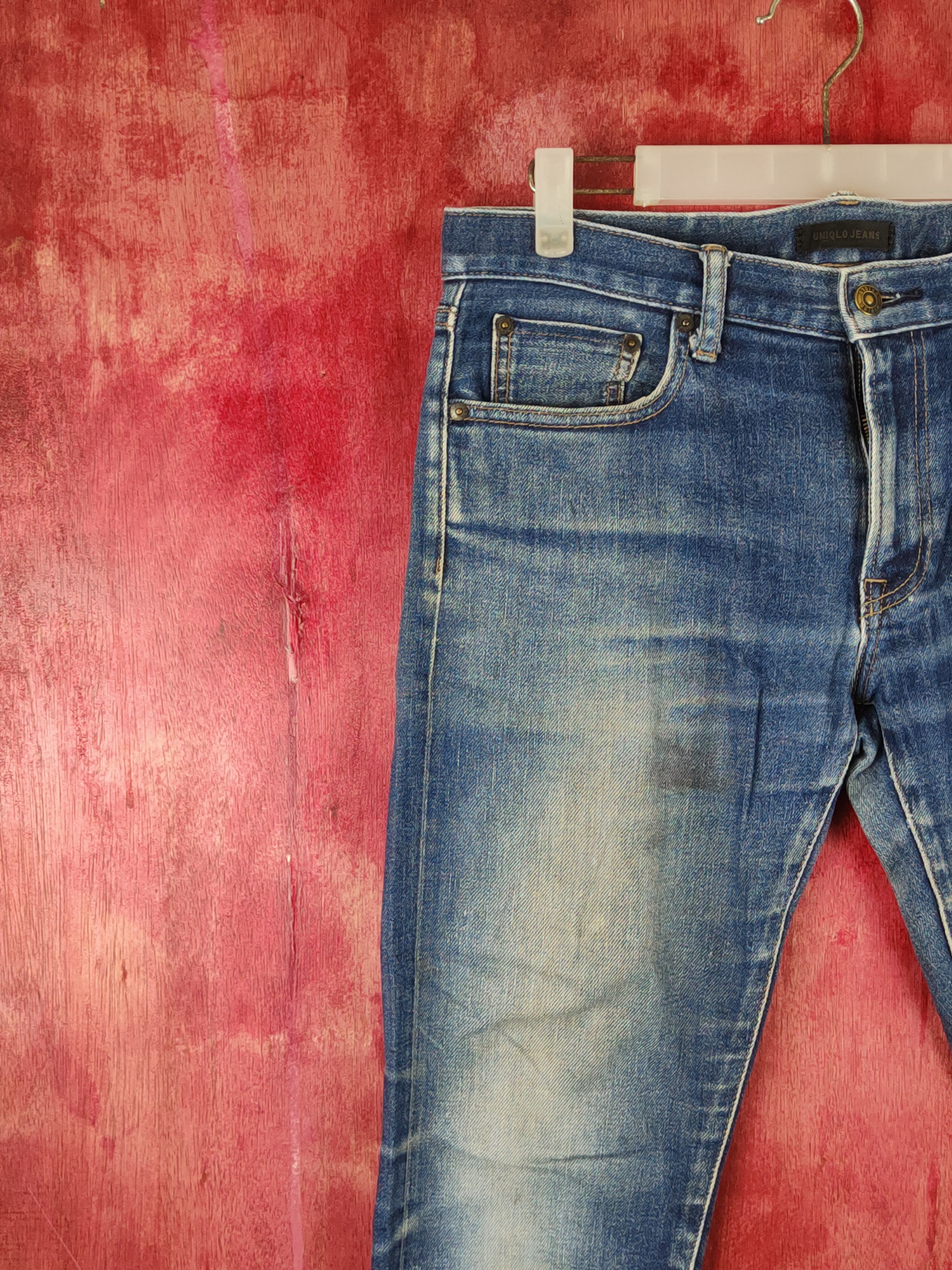 Japanese Brand Uniqlo Dark Blue Distressed Ripped Jeans #S1776 Size US 32 / EU 48 - 3 Thumbnail