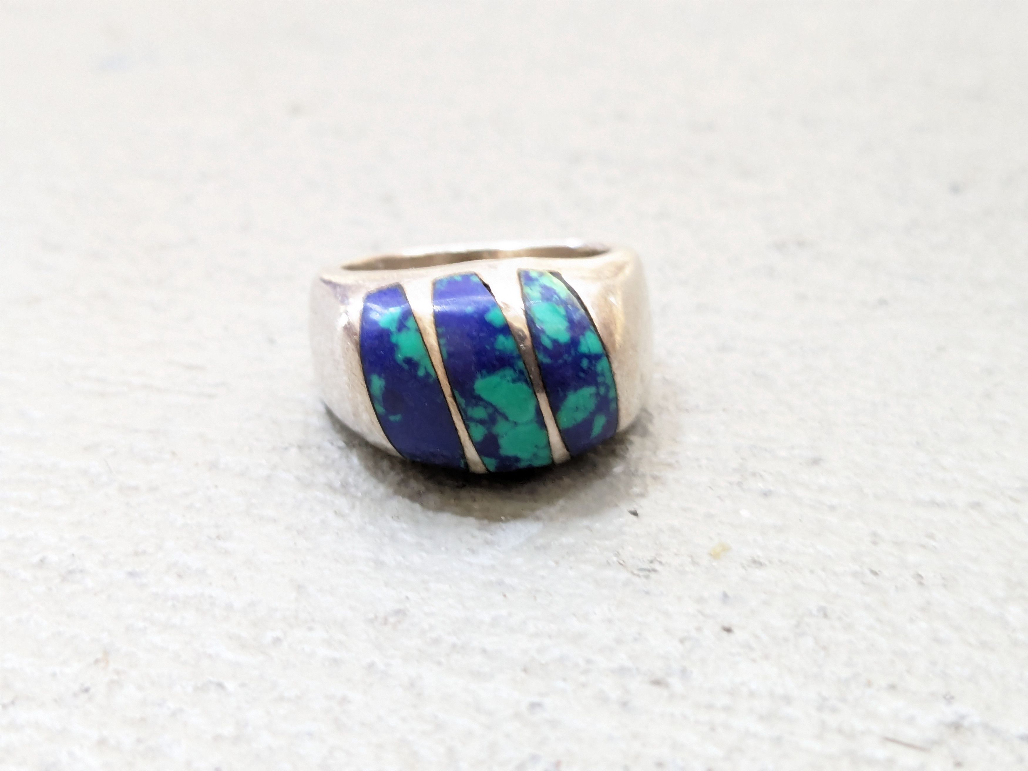 Vintage Sterling Silver Ring 7.25 Azurite Modern Mexico