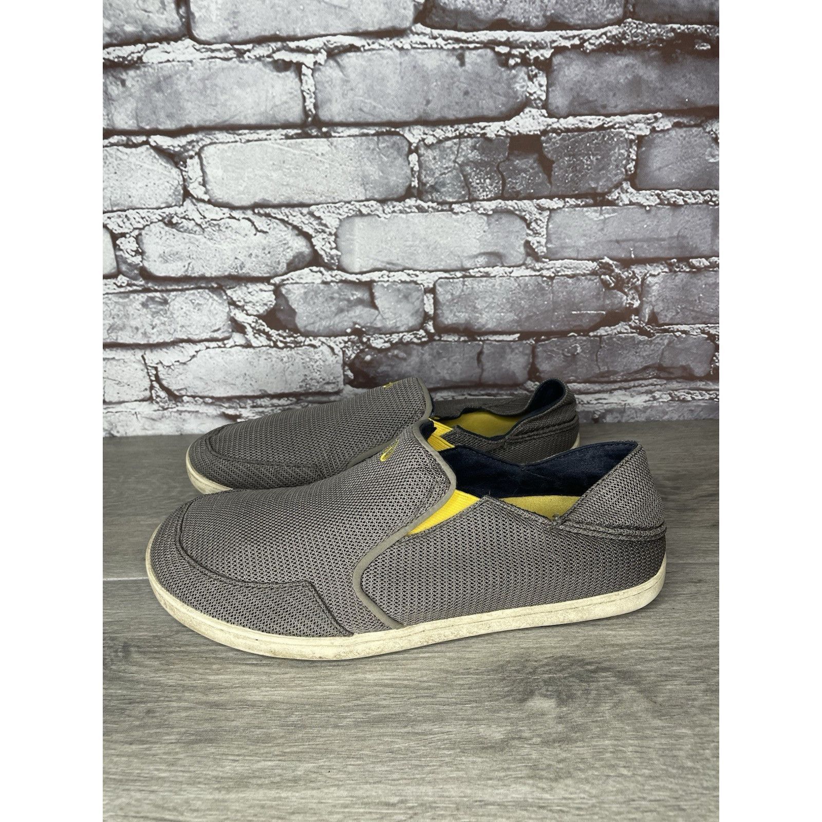 Olukai Olukai Nohea Mesh Comfort Gray Yellow Slip Casual On Shoes M Size US 10.5 / EU 43-44 - 15 Thumbnail