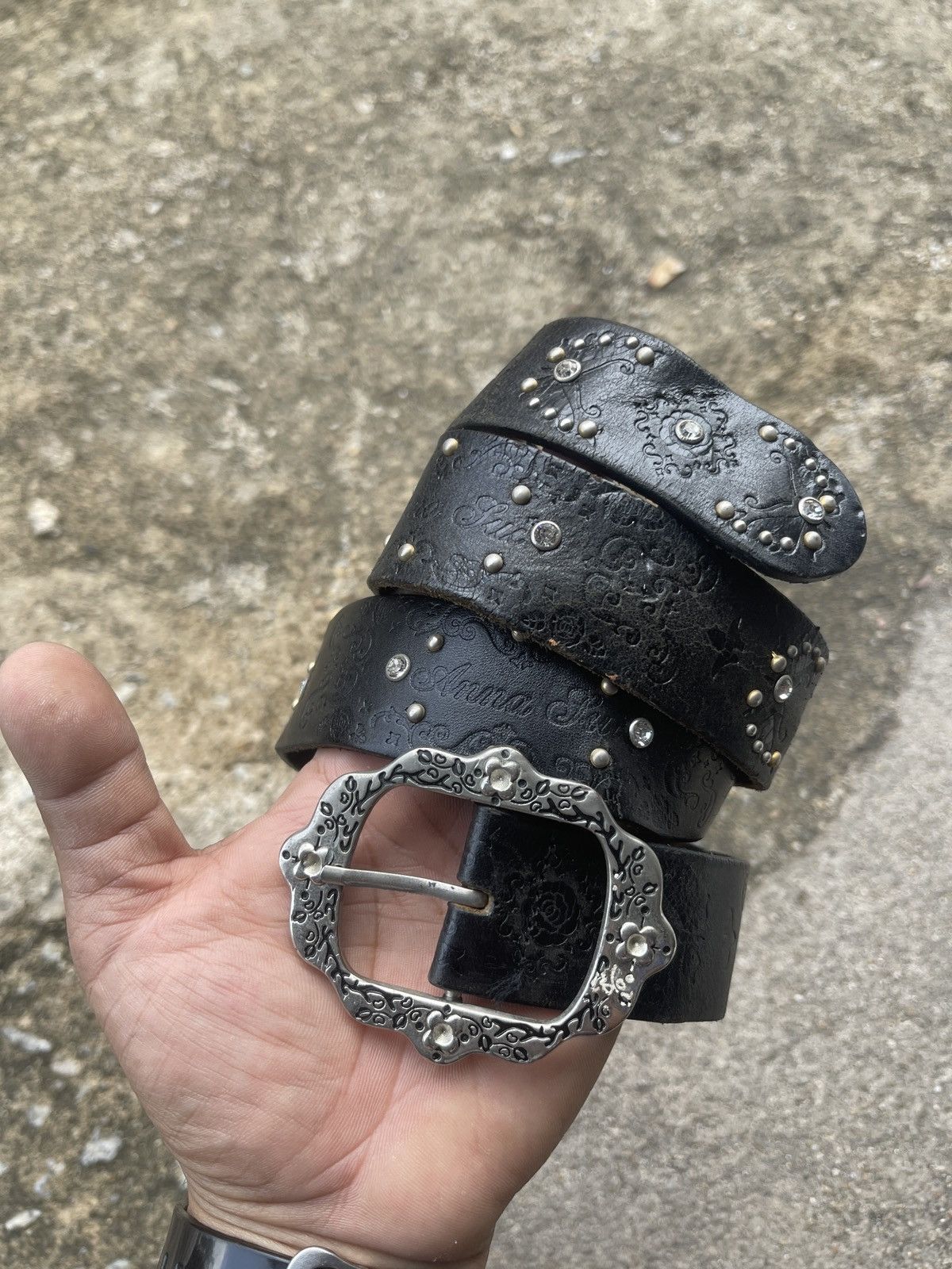 If Six Was Nine Last Drop🔥Rare🔥Anna Sui Butterfly Studed Leather Belt Size ONE SIZE - 2 Thumbnail
