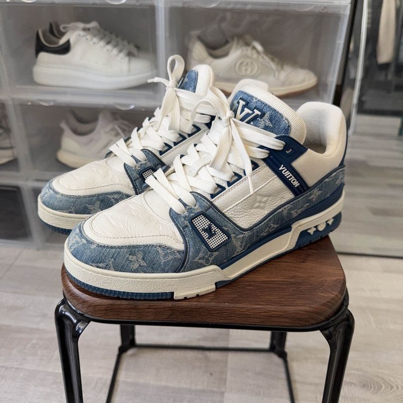 Louis Vuitton Louis Vuitton Denim Leather Low-Top Sneakers -2508 Size US 9 / EU 42 - 1 Thumbnail