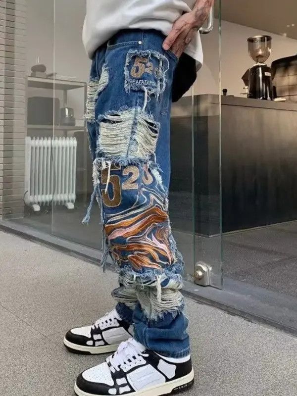 Japanese Brand × Jean Retro loose high street ripped jeans Size US 30 / EU 46 - 2 Thumbnail
