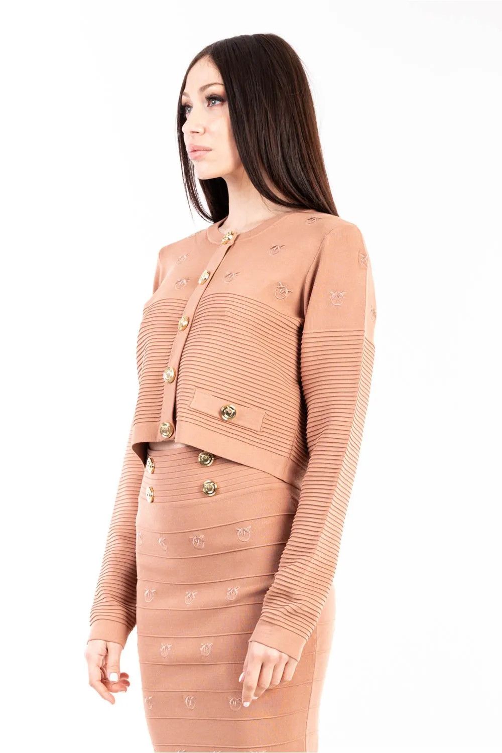 Pinko o1s22i1n0824 Ciliegio Cardigan in Beige Size XS / US 0-2 / IT 36-38 - 3 Thumbnail
