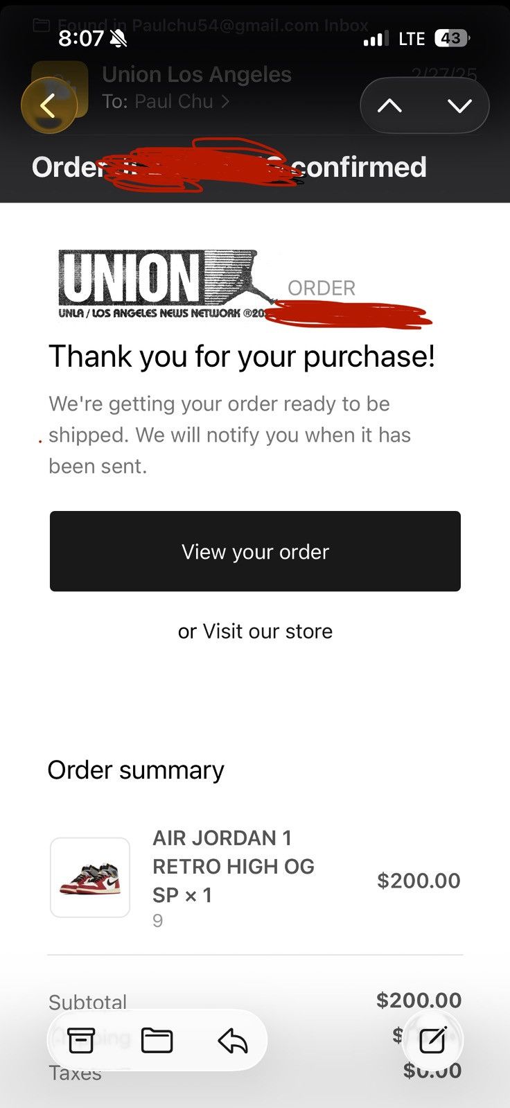 Jordan Brand × Union LA Jordan 1 union chicago Size US 9 / EU 42 - 17 Thumbnail
