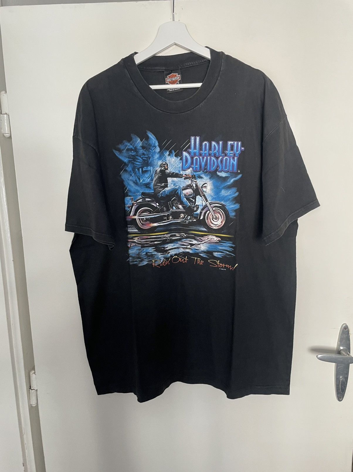 Harley Davidson × Vintage Harley Davidson 1998 vintage storm print T-shirt Size US XXL / EU 58 / 5 - 1 Thumbnail
