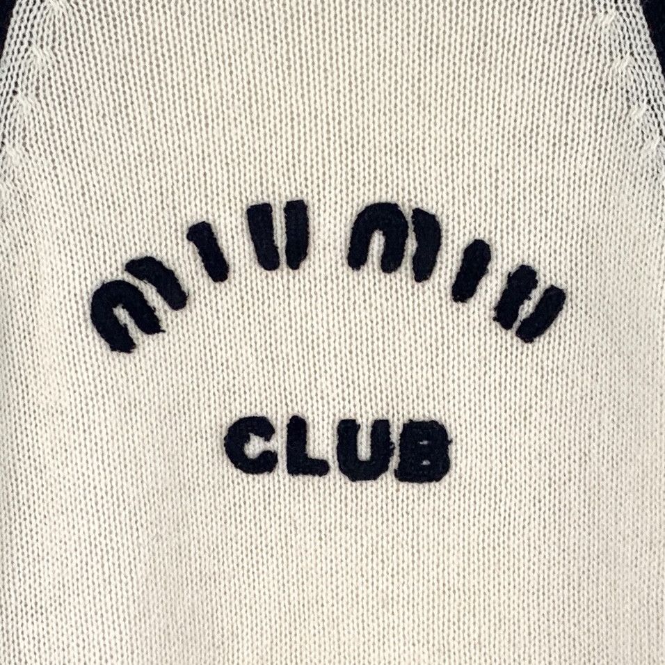 Miu Miu Miu Miu Sweater – Colorblock Logo Wool (Size 42) Size M / US 6-8 / IT 42-44 - 6 Thumbnail