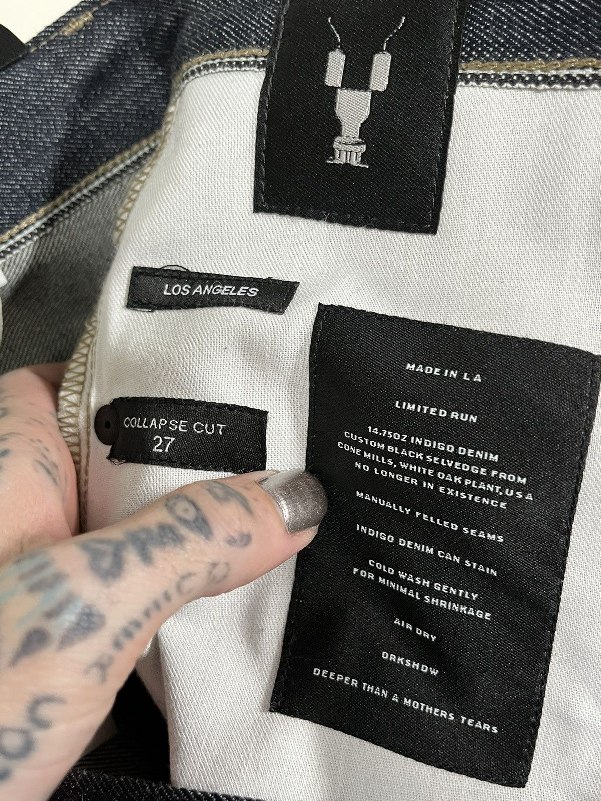 Rare Made in USA Rick Owens Raw Denim Collapse Jeans