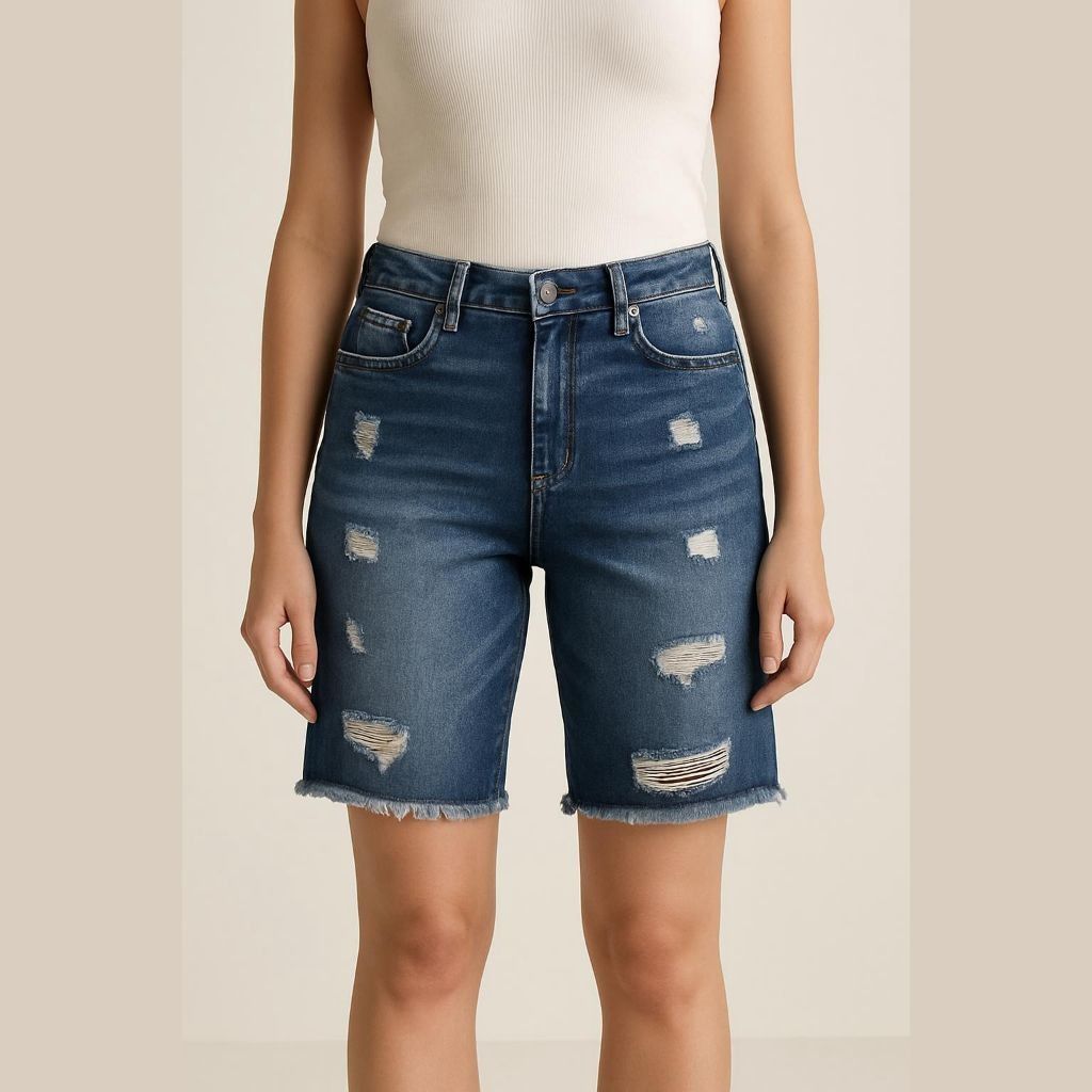 Other Myra Bag Blue Distressed Frayed Hem Jean Shorts Size M NWT Size 28" / US 6 / IT 42 - 6 Thumbnail