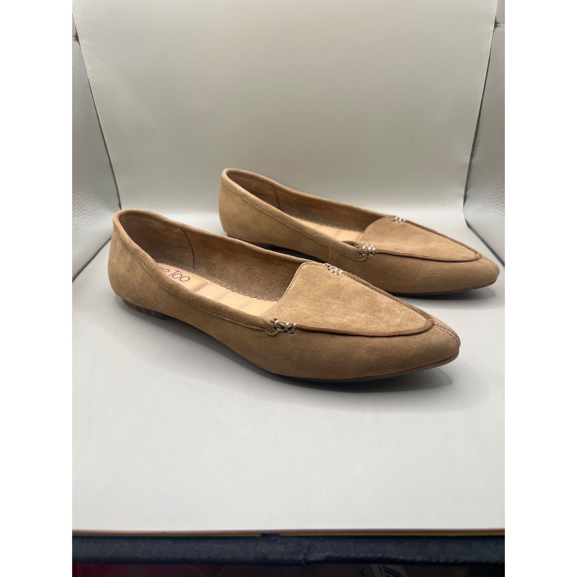 Other Me Too Womens Tan Leather Pointed-Toe Flats Size 9M Size US 9 / IT 39 - 3 Thumbnail