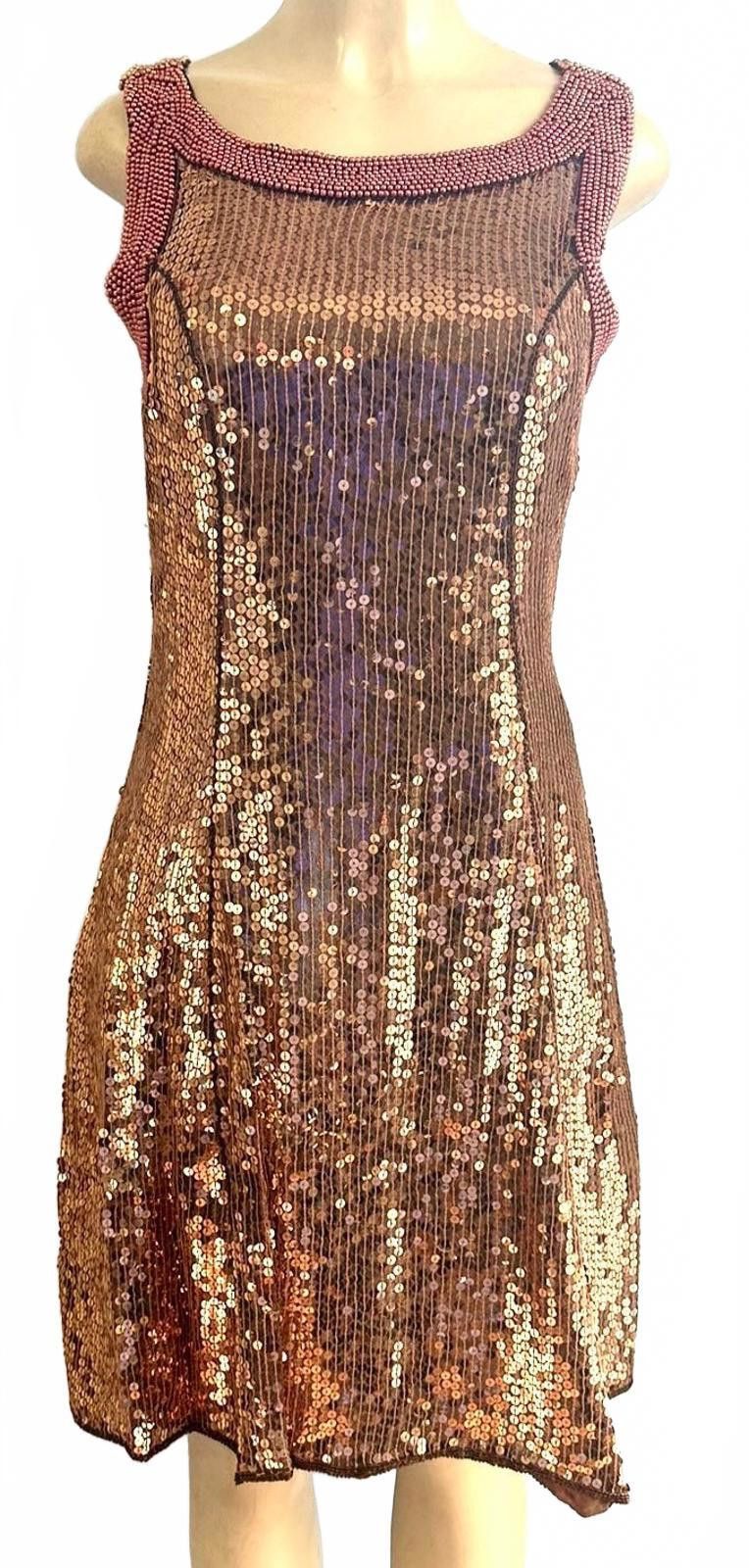 West Coast Choppers Sequin Evening Hand-beaded Dress Copper size 8 Size M / US 6-8 / IT 42-44 - 1 Preview