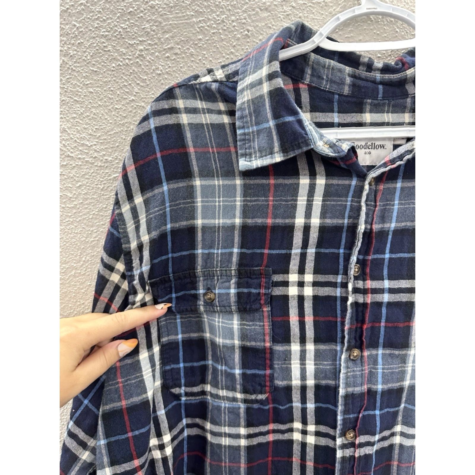 Vintage Goodfellow & Co Button-Up Shirt Mens XXL Blue Plaid Long Sleeve Regular Fit Size US XXL / EU 58 / 5 - 2 Thumbnail