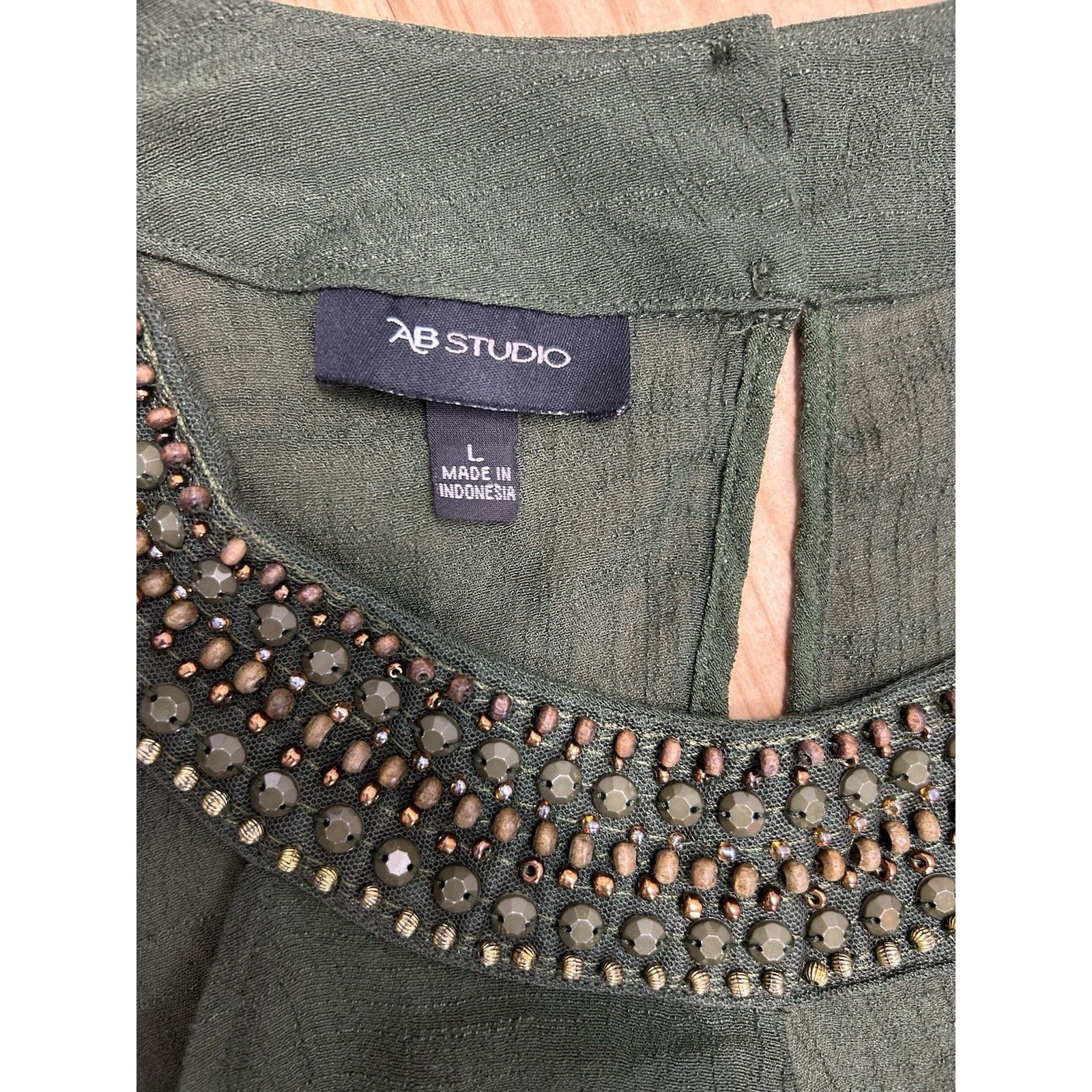 Other AB Studio Beaded Embellished Gauze M Asymmetrical Hem Green Size L / US 10 / IT 46 - 2 Thumbnail