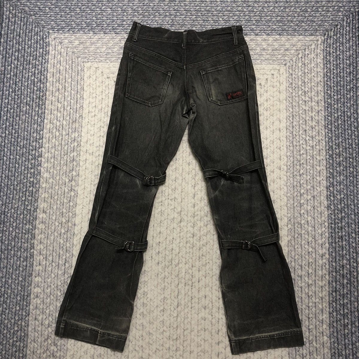 Rare Distressed Japanese Brand Punk Bondage Flare Jeans