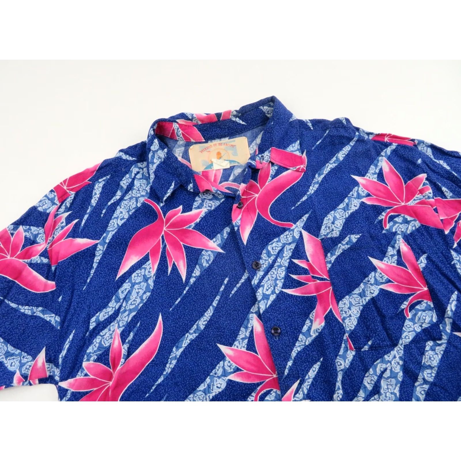 Vintage VINTAGE American Vintage Birds of Paradise Hawaiian Shirt Men’s Large Blue Floral Rayon Button-Up Short Sleeve Collared Shirt Size US L / EU 52-54 / 3 - 3 Thumbnail
