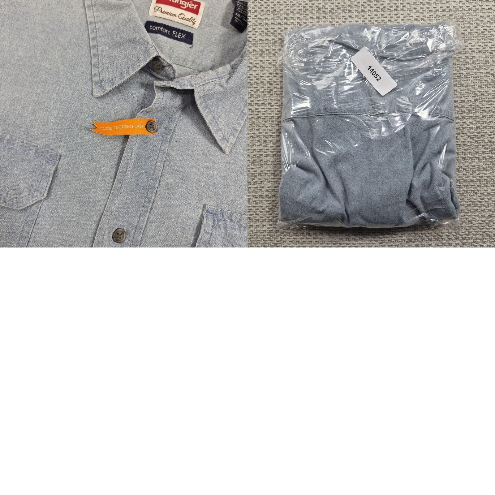 Wrangler Wrangler Button-Up Shirt Mens 3XL Blue Chambray Short Sleeve Relaxed Fit Size US XXL / EU 58 / 5 - 9 Thumbnail