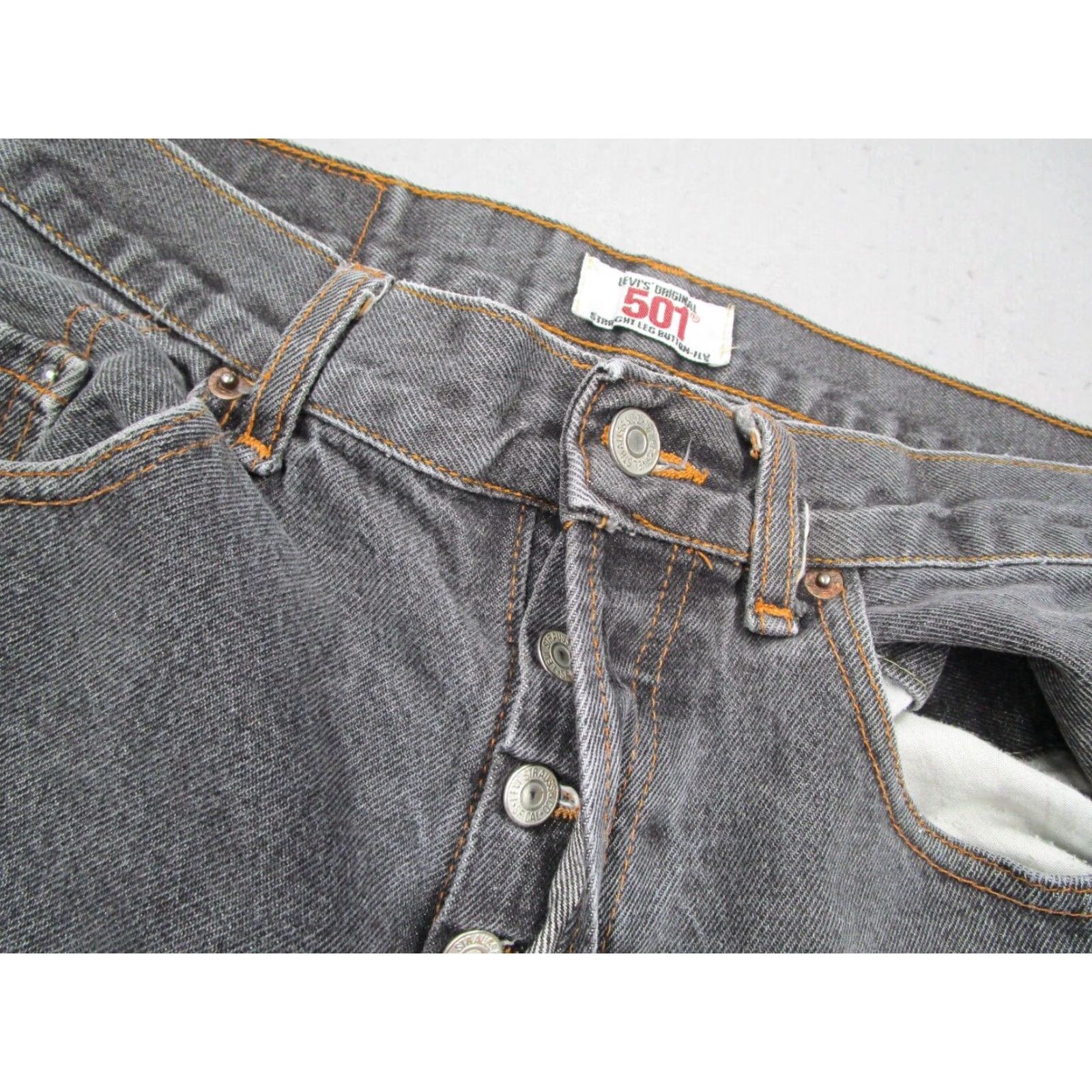 Levi's Levi's 501 Jeans Mens 36 Gray Straight Button Fly Denim Made in USA 36x30 Vintage Size US 36 / EU 52 - 4 Thumbnail