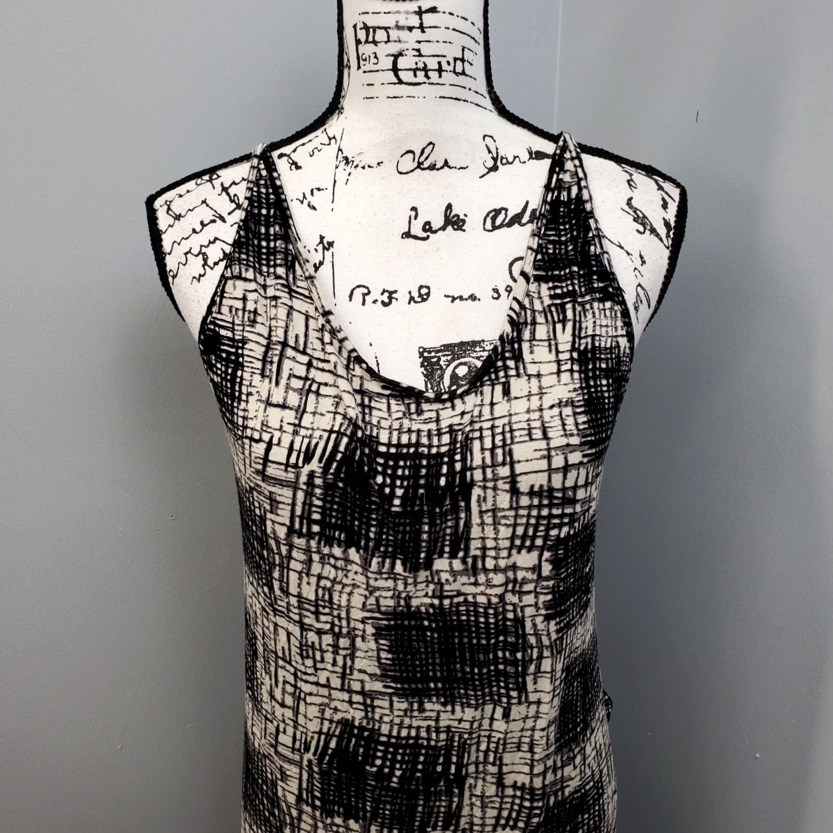 Vintage Josh Brody Maxi Dress Women L Black White Geometric Strappy Backless - Vintage? No Size L / US 10 / IT 46 - 3 Thumbnail