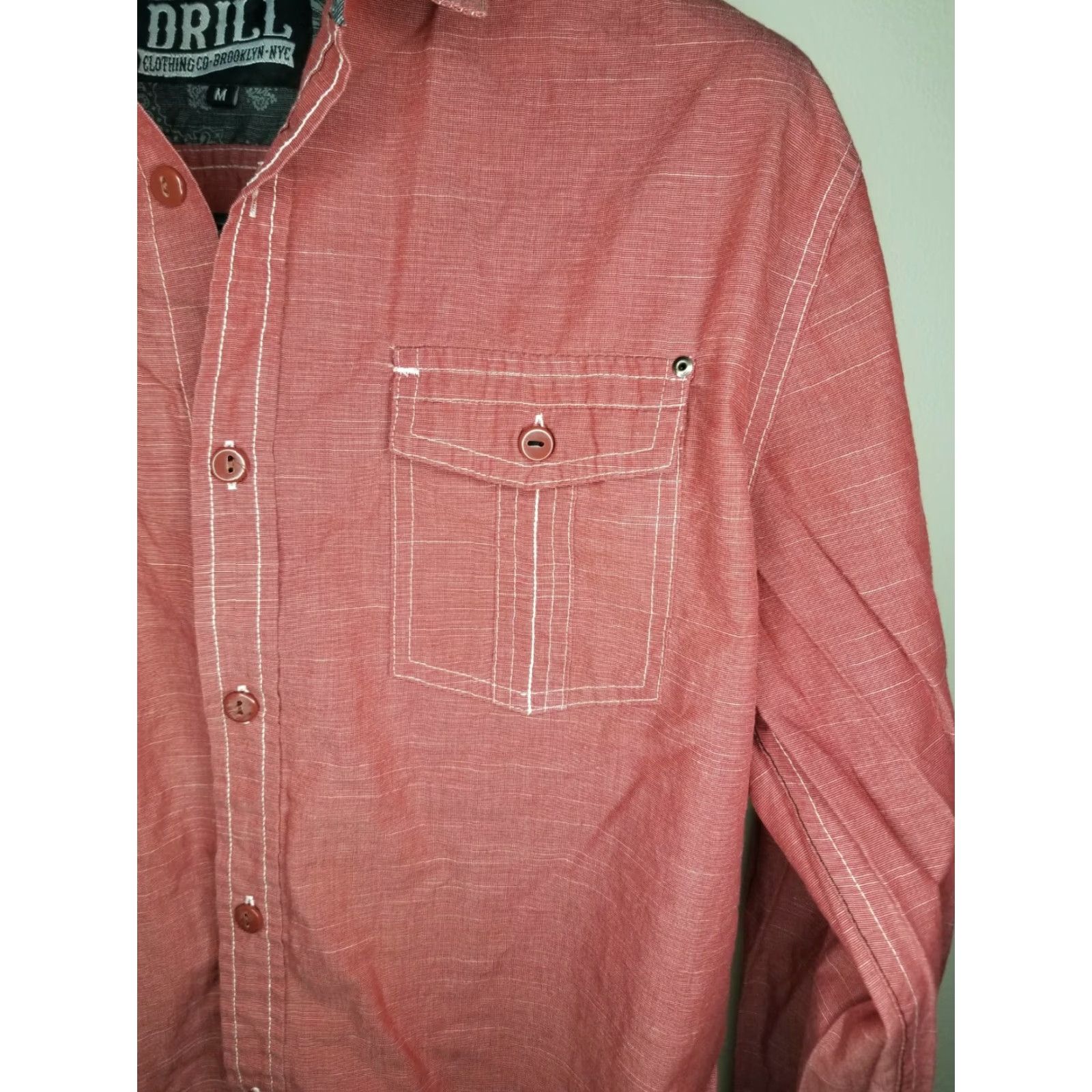 Vintage DRILL CLOTHING CO. Button Up Long Sleeve Shirt Red 2 Pocket Adult Medium Mens Size US M / EU 48-50 / 2 - 3 Thumbnail
