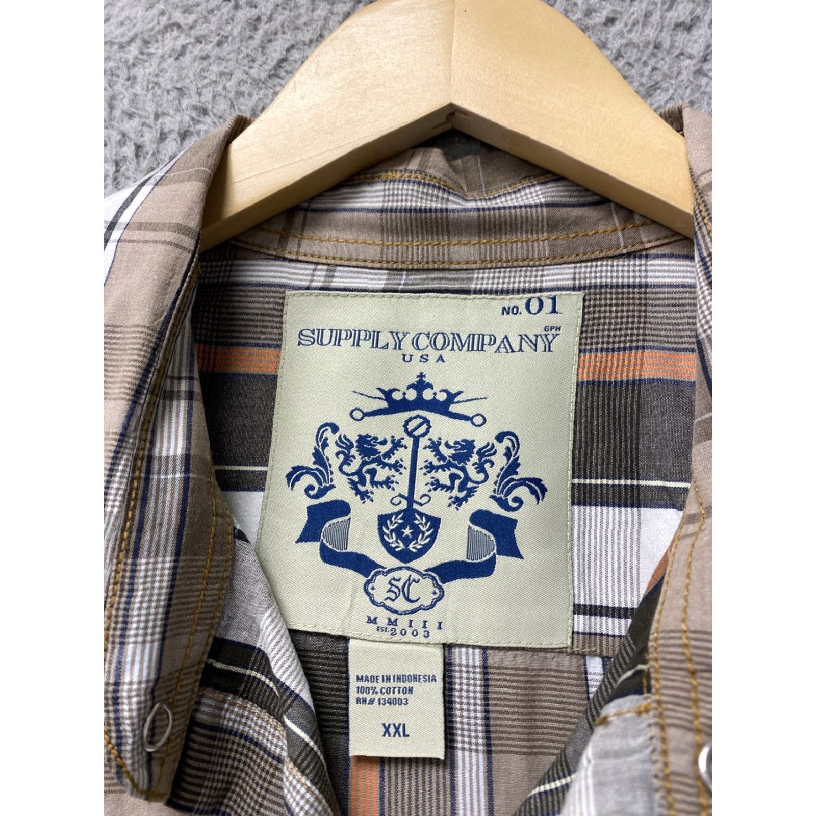 Vintage Denim & Supply Button-Up Shirt Mens Brown Plaid Long Sleeve XXL Casual Preppy Size US XXL / EU 58 / 5 - 3 Thumbnail